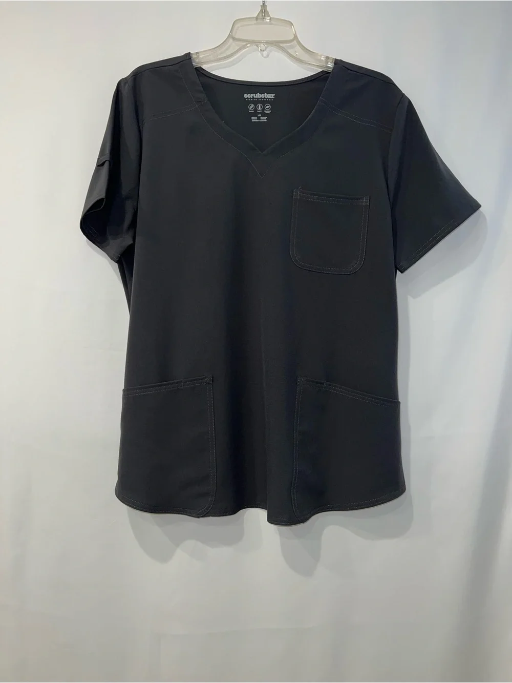 Women’s Scrubstar Premium Top  Charcoal Gray Short Sleeve Work Tee V-neck